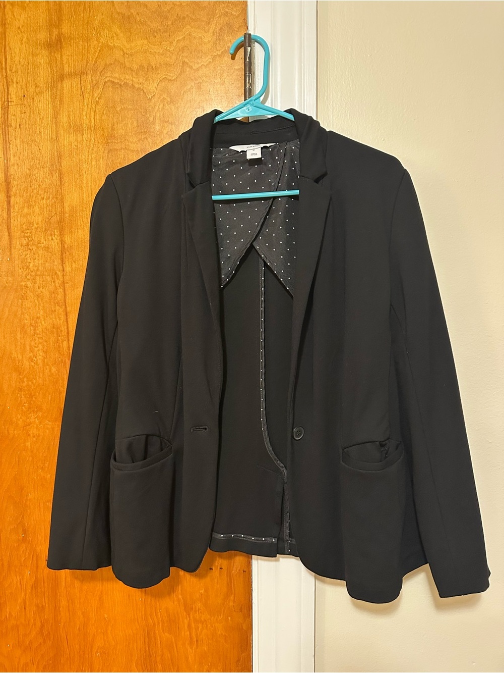Old Navy Black Women's Blazer with Polka Dot Lining